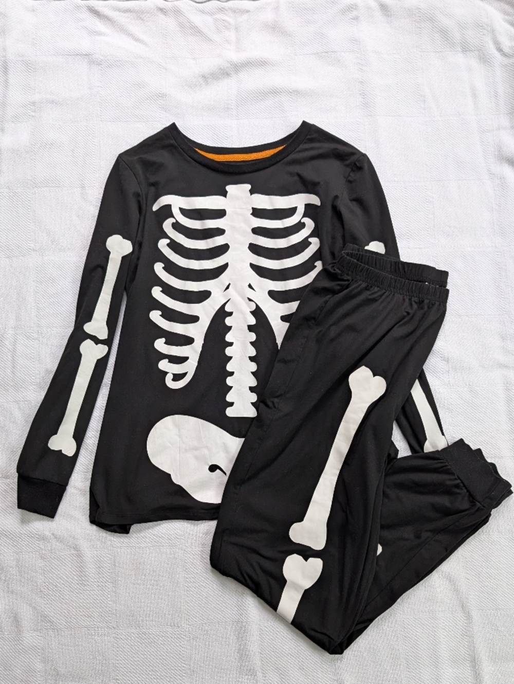 Halloween Black Glow In The Dark Skeleton Print Pajamas Medium Way To Celebrate